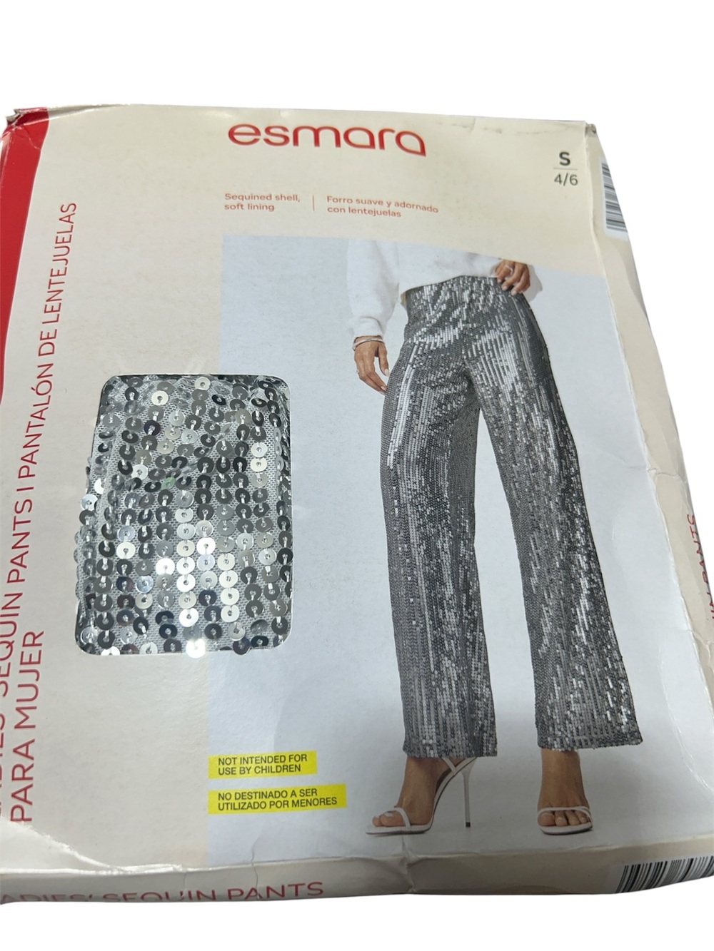 Silver Sequin Wide-Leg Pants